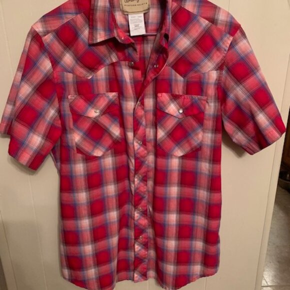 Plaid Wrangler Button Down Pearl Buttons EXCELLENT shape!! - Picture 1 of 6